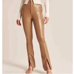 Abercrombie tan leather flared pants
